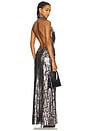 view 4 of 5 Metal Snake Deep Cowl Neck Gown in Silver