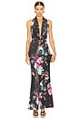 view 1 of 3 Floral Jersey Deep Cowl Neck Gown in Technicolor Floral