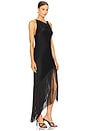 view 3 of 4 Satin Cowl Neck Fringe Dress in Black
