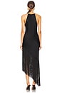 view 4 of 4 Satin Cowl Neck Fringe Dress in Black