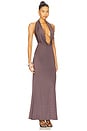 view 2 of 3 Lightweight Jersey Deep Cowl Neck Gown in Mocha