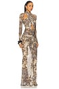 view 2 of 4 Printed Mesh Halter Ruched Gown in Snake