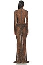 view 3 of 3 Printed Mesh Halter Ruched Gown in Leopard