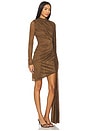 view 2 of 4 Snake Lace High Neck Cape Dress in Brown