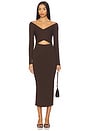 view 1 of 3 Matte Viscose Cross Front Dress in Dark Brown