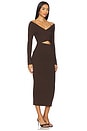 view 2 of 3 Matte Viscose Cross Front Dress in Dark Brown
