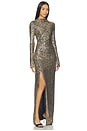 view 2 of 4 Metallic Snake Ruched Gown in Pale Gold