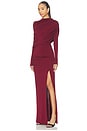 view 2 of 3 Asymmetrical Shawl Draped Gown in Crimson