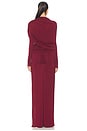 view 3 of 3 Asymmetrical Shawl Draped Gown in Crimson