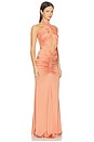 view 2 of 3 Sleeveless Halter Ruched Gown in Dune