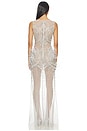 view 3 of 4 Mosaic Crystal Embroidery Sleeveless Boatneck Gown in Silver