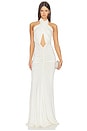 view 1 of 3 VESTIDO LARGO JERSEY SLEEVELESS HALTER RUCHED in Cream