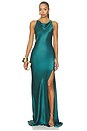 view 1 of 3 Satin Halter Gown in Emerald