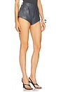 view 2 of 6 Stretch Faux Leather Mini Short in Grey Blue