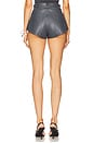 view 4 of 6 Stretch Faux Leather Mini Short in Grey Blue