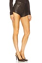 view 2 of 6 Stretch Faux Leather Mini Short in Brown