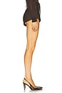 view 3 of 6 Stretch Faux Leather Mini Short in Brown