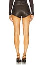 view 4 of 6 Stretch Faux Leather Mini Short in Brown