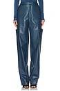 view 1 of 6 Stretch Faux Leather Tapered Trouser in Marine