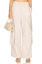 view 1 of 6 Stretch Faux Leather Utility Pocket Pant in Ecru
