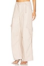 view 3 of 6 Stretch Faux Leather Utility Pocket Pant in Ecru