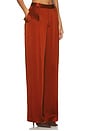 view 2 of 6 Satin Relaxed Pleated Pant in Rust