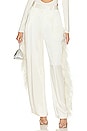 view 1 of 4 Doubleface Satin Relaxed Pleated Pant With Ostrich in Cream