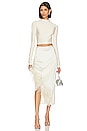 view 4 of 4 Satin Asymmetric Midi Skirt With Ostrich in Cream