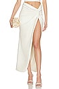view 1 of 4 Stretch Faux Leather Long Twist Sarong W Slit in Cream