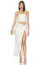 view 4 of 4 Stretch Faux Leather Long Twist Sarong W Slit in Cream