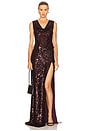 view 5 of 6 Sequin High Waist Slit Maxi Skirt in Mulberry