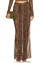 view 1 of 7 Printed Mesh Draped Skirt in Leopard
