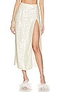 view 1 of 5 Sequin Viscose High Waist Slit Skirt in Cream