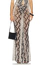 view 1 of 6 Mesh Ruched Maxi Skirt in Printed Python Mesh