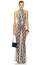 view 5 of 6 Mesh Ruched Maxi Skirt in Printed Python Mesh