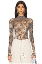 view 1 of 5 Mesh Mock Neck Bodysuit in Snake Print