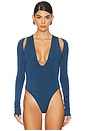 view 2 of 5 V Neck Bodysuit in Marine