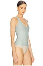 view 3 of 5 Croc Faux Leather Scoop Bodysuit in Jade