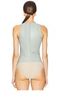 view 4 of 5 Croc Faux Leather Scoop Bodysuit in Jade