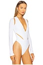 view 3 of 5 Cut Out V Neck Bodysuit in Optic White