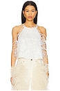 view 1 of 4 Satin Halter Cami With Feather in Cream