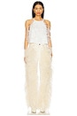 view 4 of 4 Satin Halter Cami With Feather in Cream