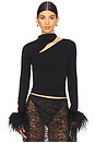 view 1 of 4 Asymmetric Top With Feathers in Black