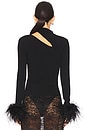 view 3 of 4 Asymmetric Top With Feathers in Black