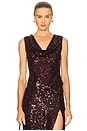 view 1 of 5 Sequin Cowl Neck Top in Mulberry