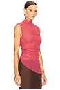 view 2 of 5 Lightweight Georgette Mock Neck Ruched Top in Dark Rose
