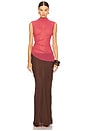 view 5 of 5 Lightweight Georgette Mock Neck Ruched Top in Dark Rose