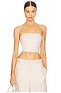view 1 of 4 Stretch Faux Leather Tube Top in Ecru