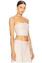 view 2 of 4 Stretch Faux Leather Tube Top in Ecru