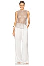 view 1 of 5 Metallic Netting Fringe Asymmetric Top in Silver